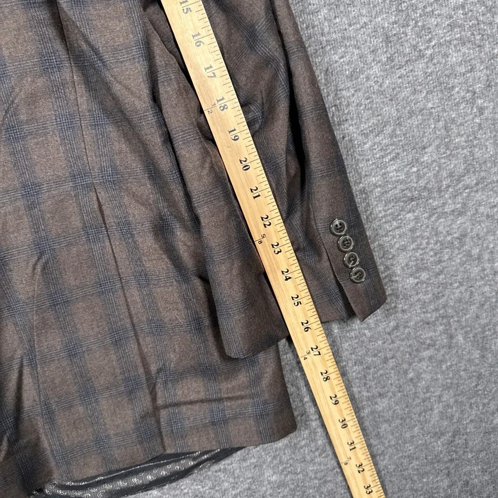 Joseph Abboud Sport Coat Blazer Mens 52R Brown Windowpane E.Thomas 100% Wool USA